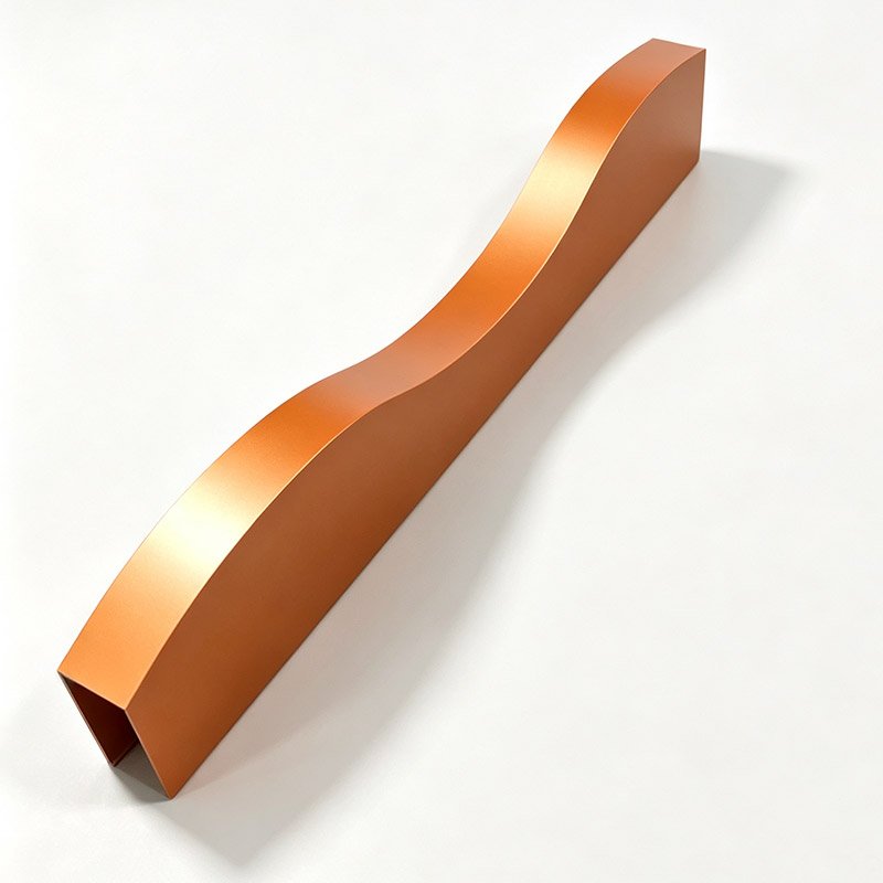 Lindelacr sky-curved curved aluminum baffle, solid orange powder coating, white background