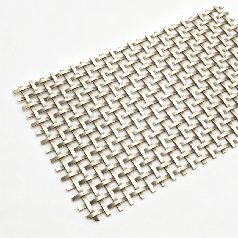 Double row compact crimped champagne gold metal wire mesh for suspended ceiling decoration, Lindelacr decorative metal mesh panel