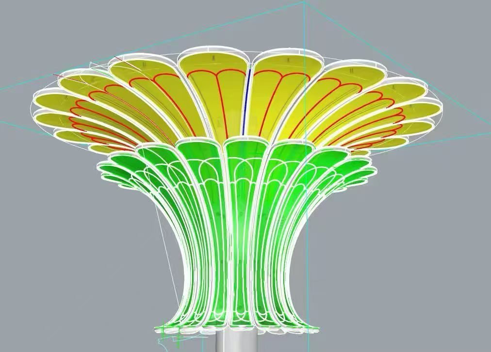 Parametric 3D model of the biomorphic aluminum flower column