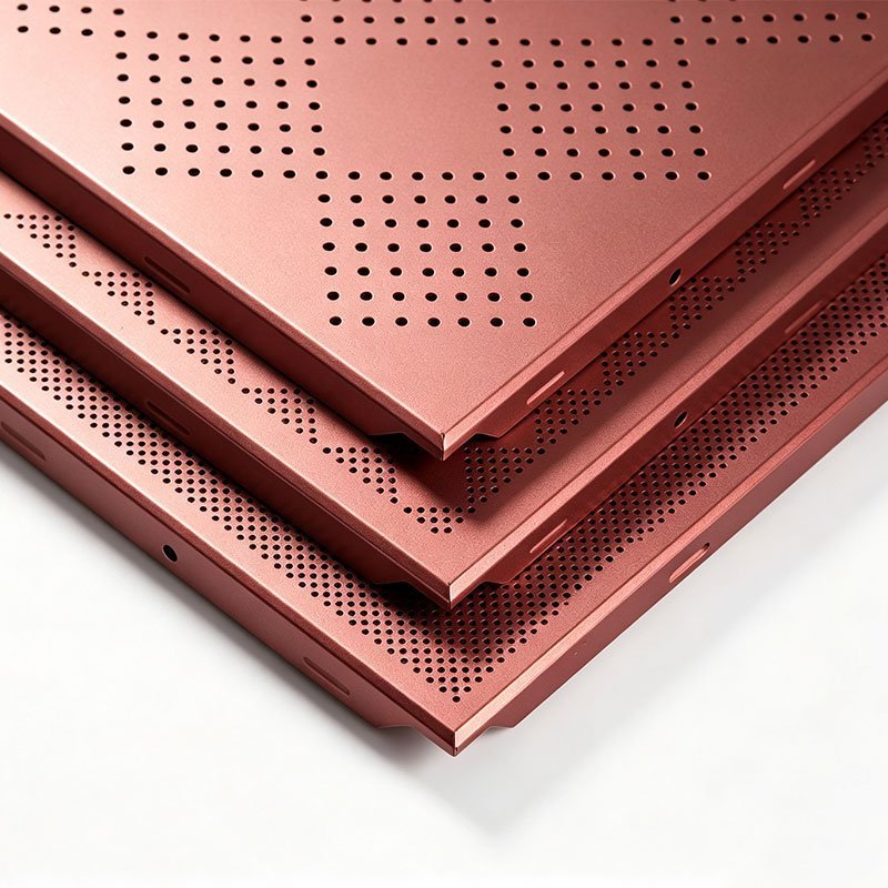 LINDELACR perforated clip-in aluminum ceiling tiles with folded hook edges for hospital and office plenums
