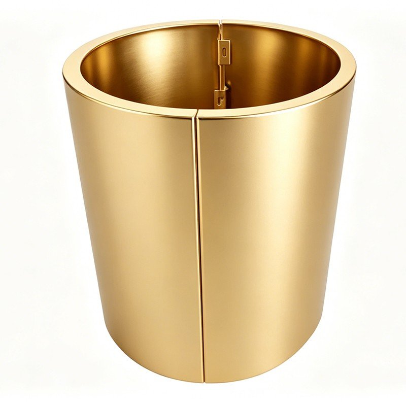 LINDELACR gold metal column cover: two-piece solid aluminum cylinder with vertical seam and internal latch