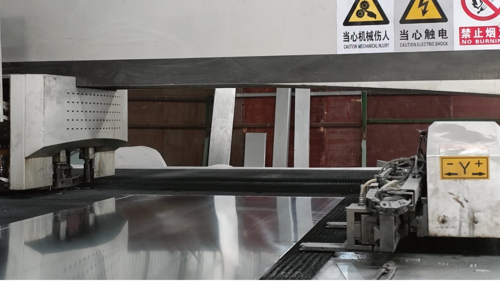 LINDELACR CNC punching a reflective 3003 aluminum sheet nest for a custom flagship cassette